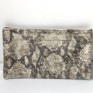 Eliza B snakeskin leather clutch.